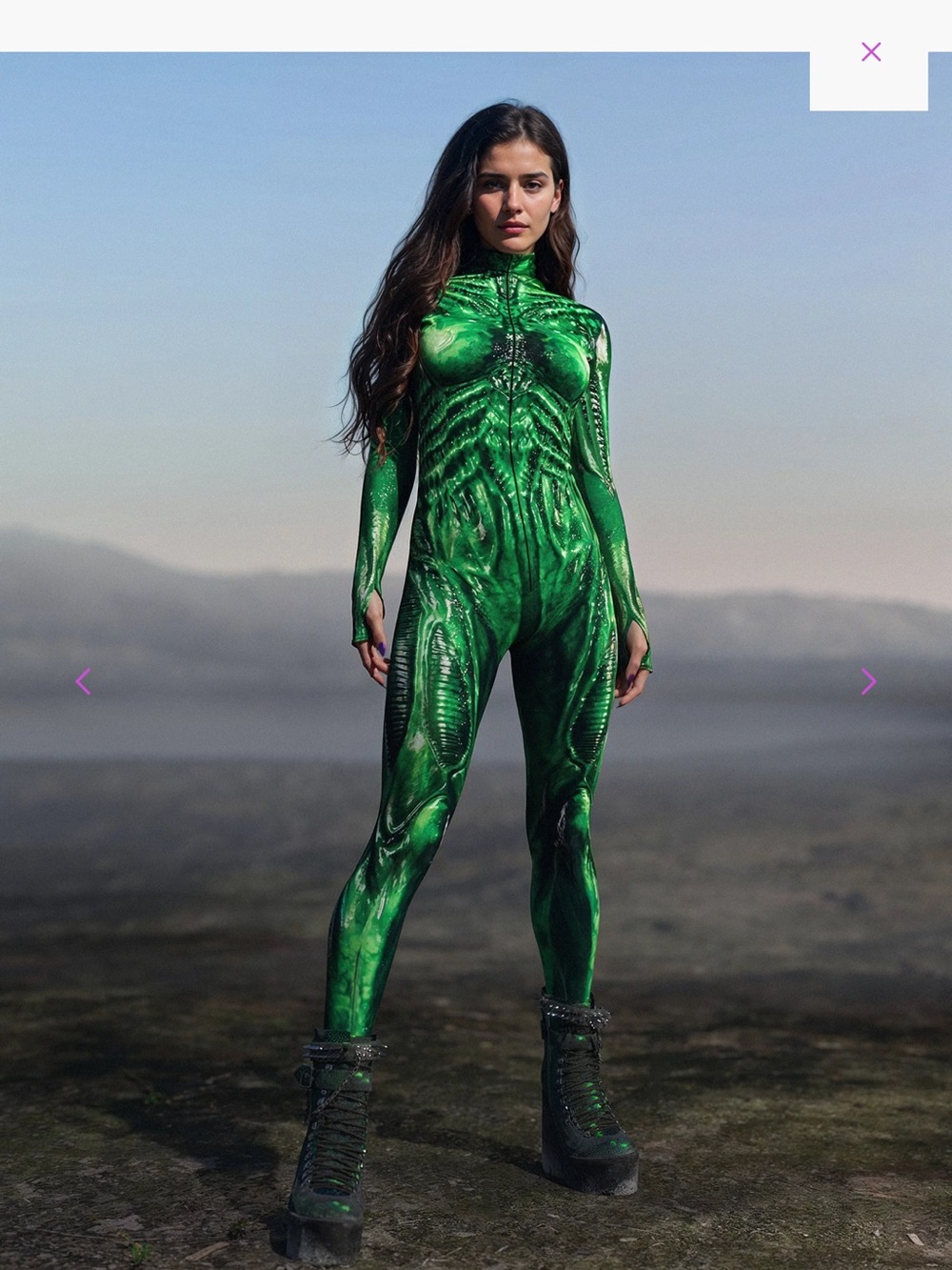Candy Catz Green Printed Long-Sleeve Catsuit